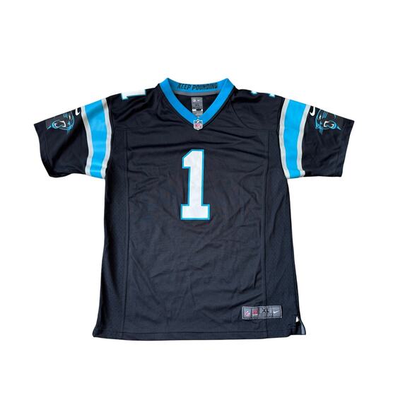 NFL NIKE ONFIELD Football Carolina Panthers, YOUTH XL, #1 CAM NEWTON, BLACK - Picture 1 of 9